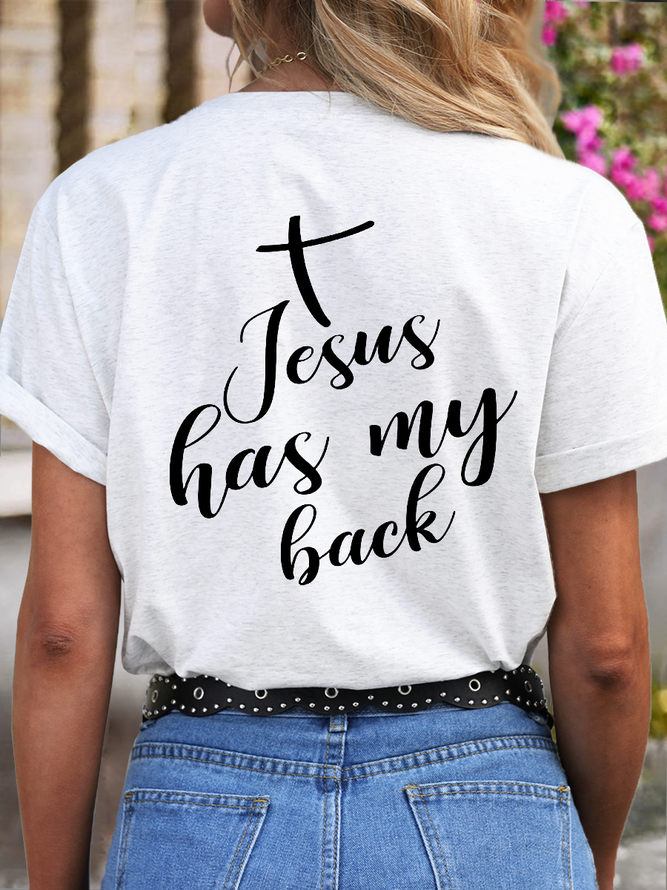Women's Cotton Jesus Has My Back Loose T-Shirt