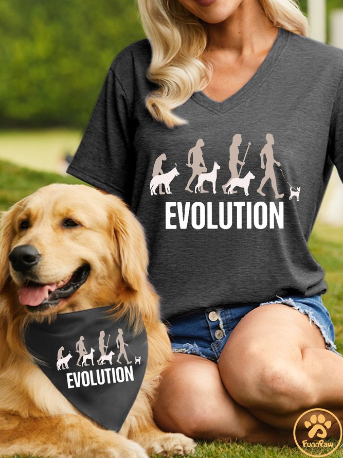 Funny Evolution Matching Dog Print Bib