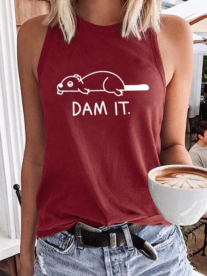 Women's Dam It Beaver Funny Animal Casual Tank Top