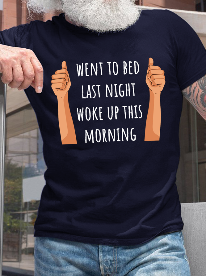 Men's Funny Old Age Woke Up This Morning Cotton Text Letters T-Shirt