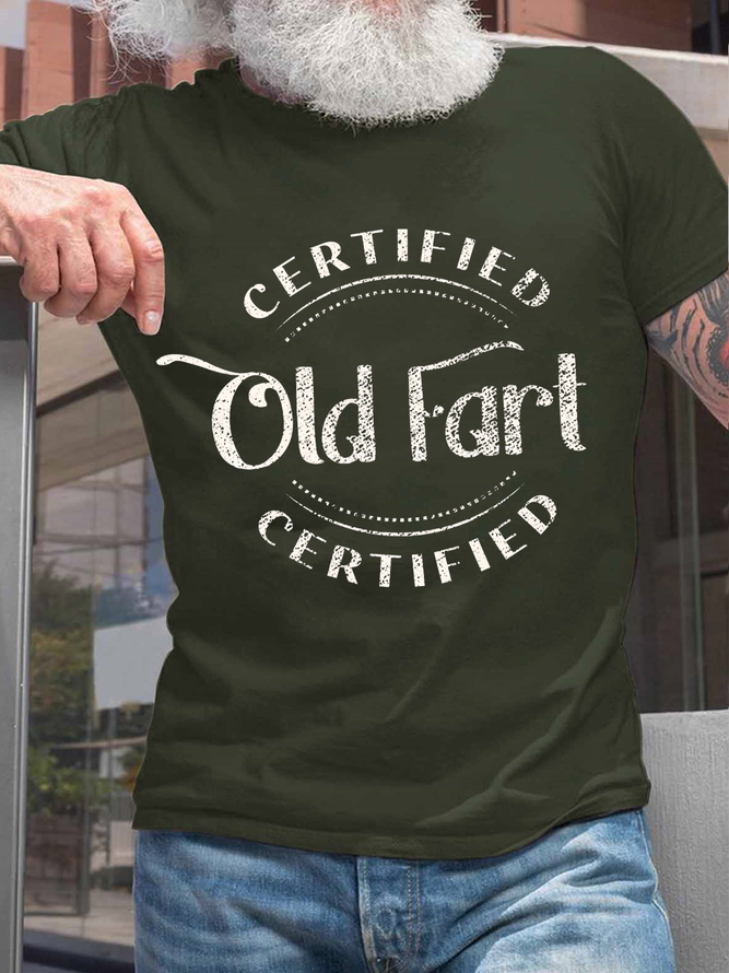 Men‘s Cotton Certified Old Fart Vintage Birthday Retiree Gift T-Shirt
