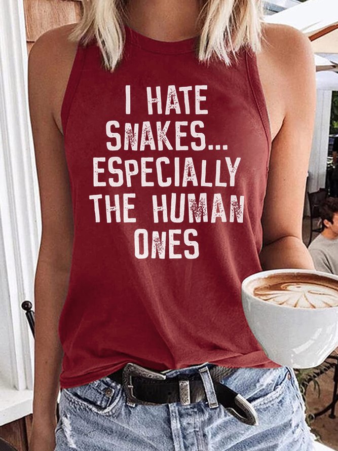 Women's I Hate Snakes Casual Crew Neck Tank Top