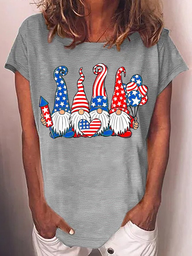 Women's American Patriotic Gnomes USA Independence Day 4th Of JulyT-Shirt