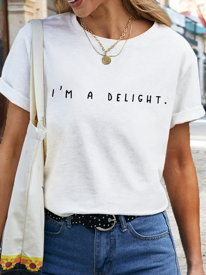 Woman's Funny Word I'm A Delight Printed Cotton T-Shirt
