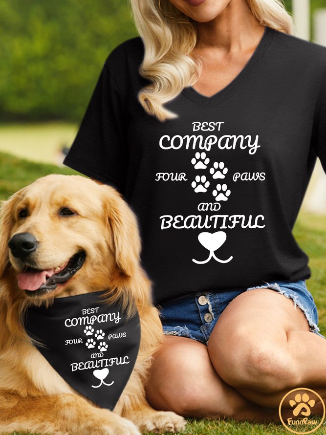 Best Company Four Paws And Beautiful Matching Dog Print Bib