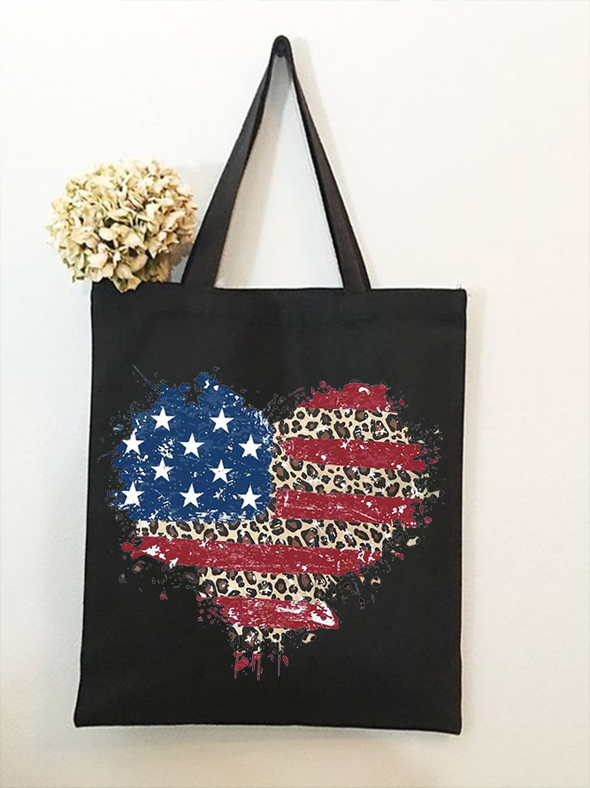 Women's Heart America Flag Canvas Shopping Tote