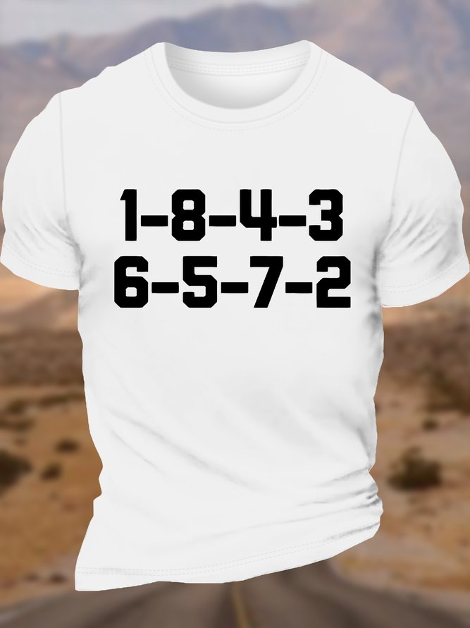Men's Car Guy 1-8-4-3 6-5-7-2 Funny Graphic Printing Text Letters Loose Casual Cotton T-Shirt