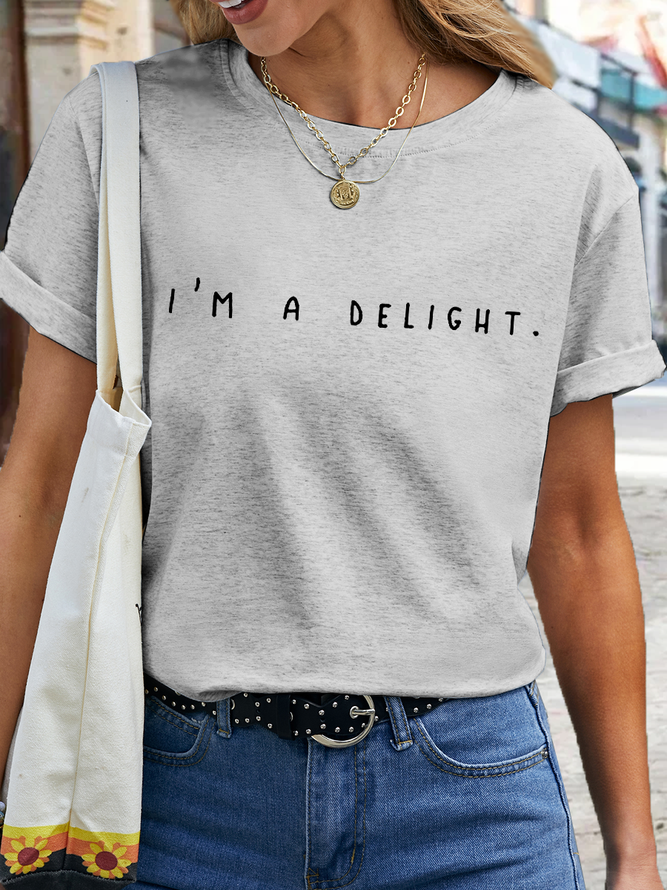 Woman's Funny Word I'm A Delight Printed Cotton T-Shirt