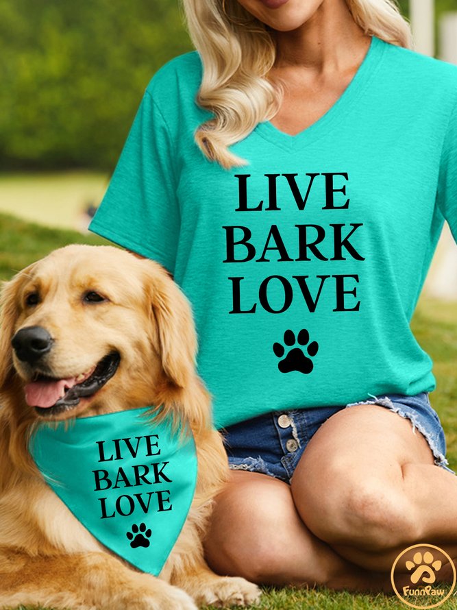 Live Bark Love Matching Dog Print Bib