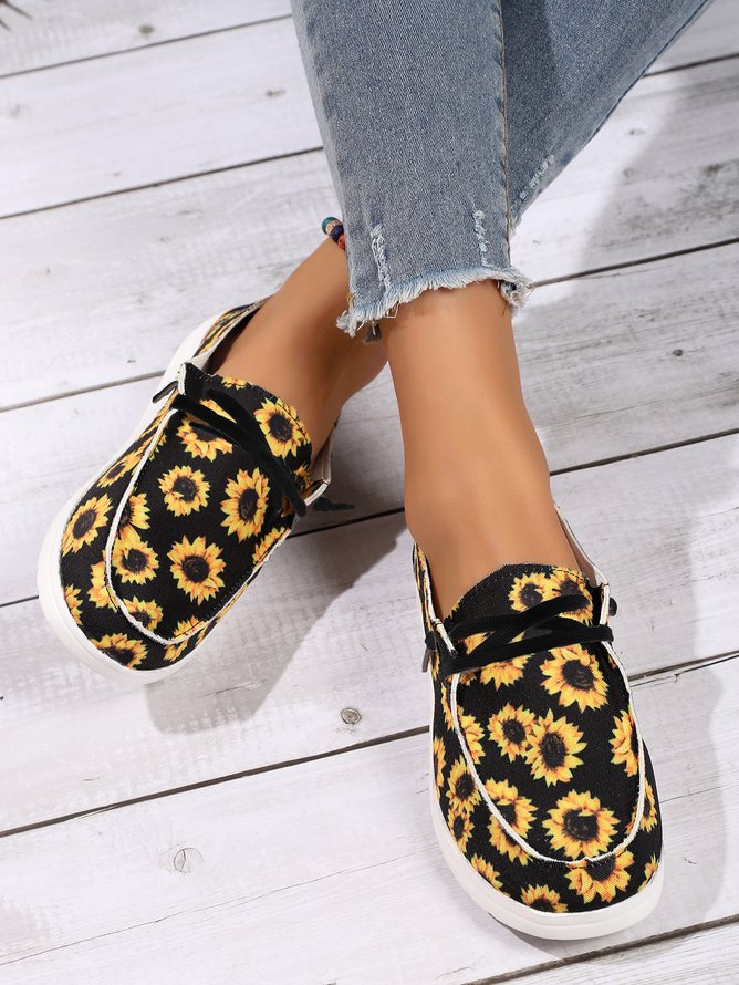 Women's Sunflower Pattern Loafers Comfortable & Lightweight Ladies Shoes