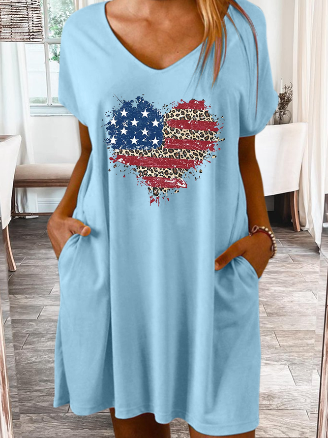 Women's America Flag Loose Casual Dress