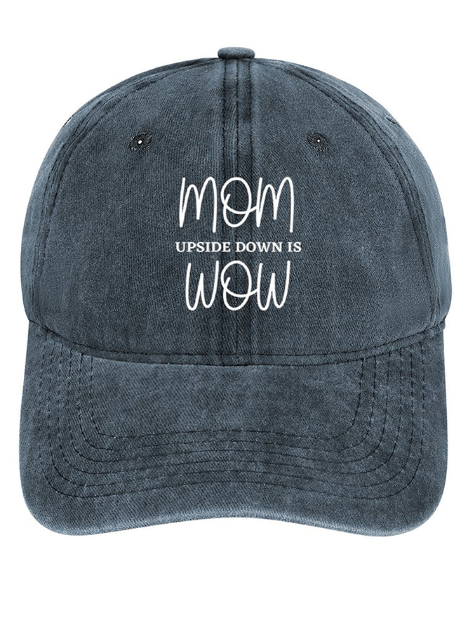 Lilicloth X Kat8lyst Mom Upside Down Is Wow Women’s Text Letters Adjustable Denim Hat