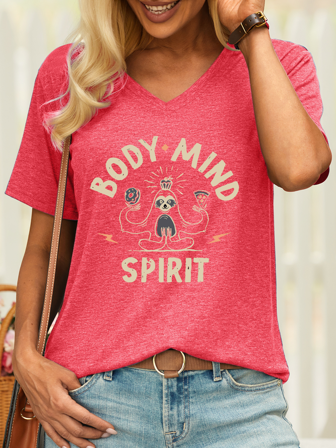 Women’s Body Mind Spirit Yoga Animal Cotton Casual T-Shirt