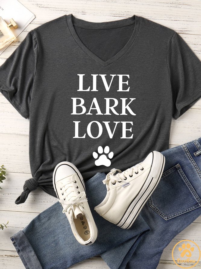 Women's Live Bark Love Matching V Neck T-Shirt