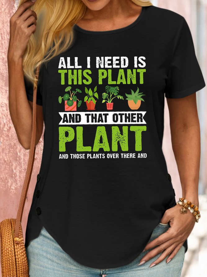Womens plant lover Crew Neck Casual T-Shirt