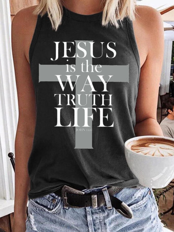 Women's JESUS IS THE WAY TRUTH LIFE V Neck Casual Tank Top