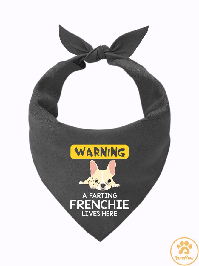 Warning A Farting Frenchie Lives Here Matching Dog Print Bib