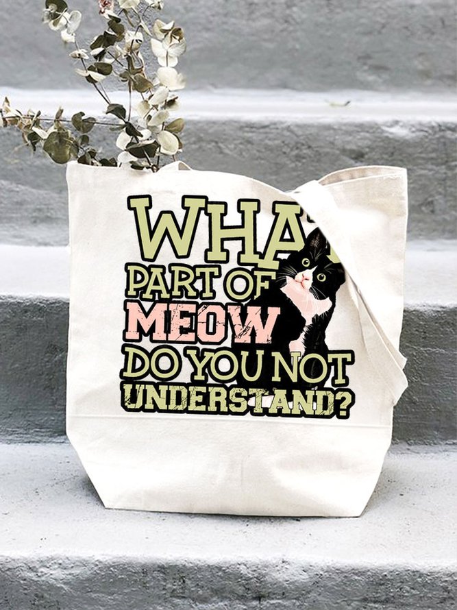 Women's Funny Cotton What Part Of Meow Do You Not Understand Black Cat Shopping Tote