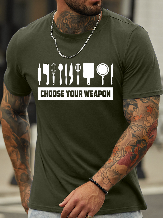 Lilicloth X Hynek Rajtr Choose Your Weapon Men’s Funny Kitchen Casual Cotton T-Shirt