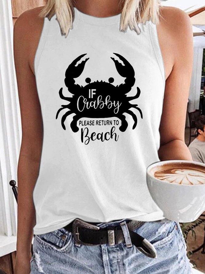 Women's If Crabby Please Return to Beach Shirt Hawaiian Summer Vacation Casual Tank Top