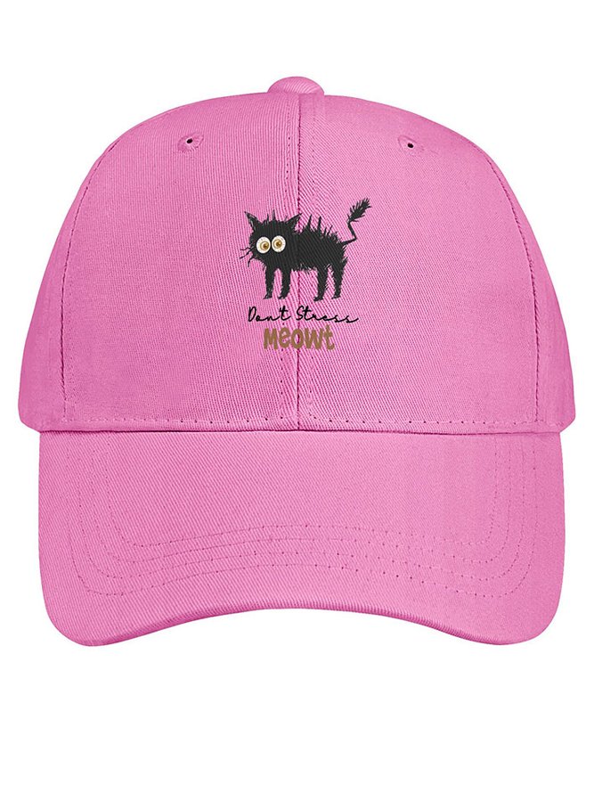 Women’s Cat Lover Don't Stress Simple Text Letters Cotton Adjustable Hat