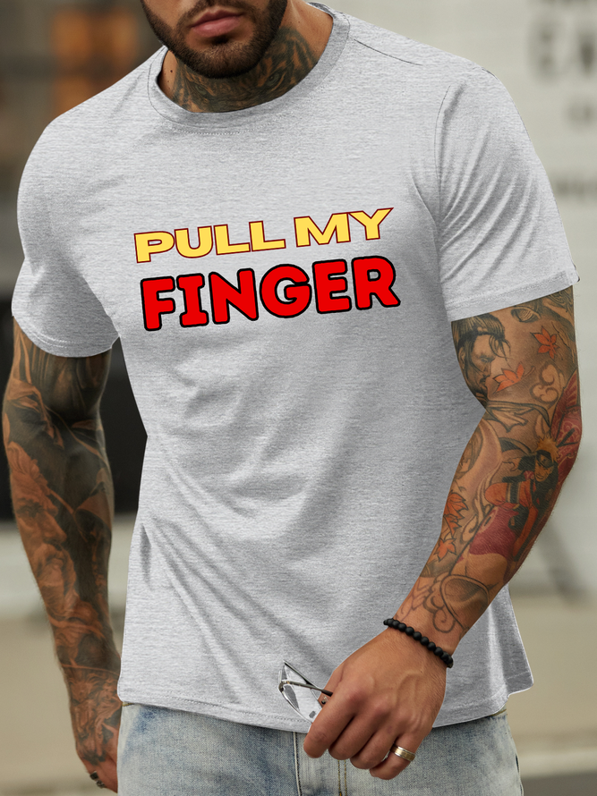 Lilicloth X Kat8lyst Pull My Finger Men’s Funny Text Letters Cotton T-Shirt
