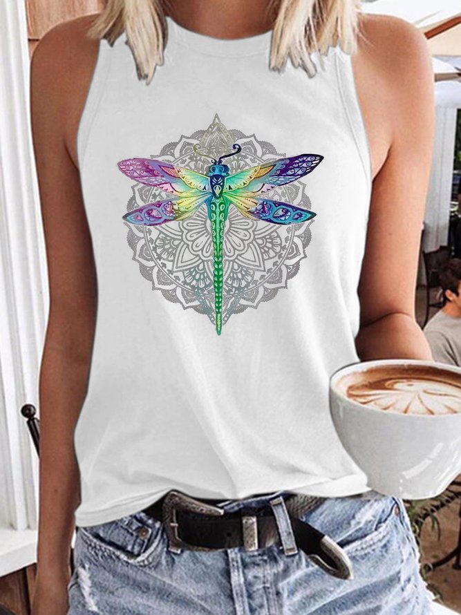 Women's Floral Dragonfly Casual Tank Top