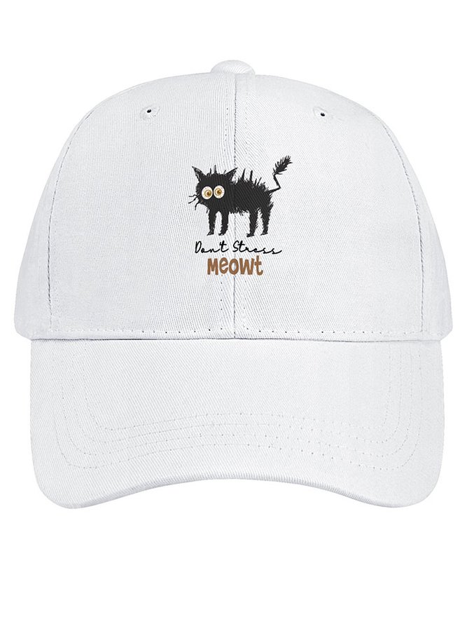 Women’s Cat Lover Don't Stress Simple Text Letters Cotton Adjustable Hat