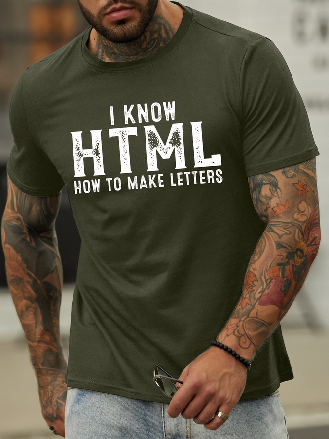 Lilicloth X Abu I Know HTML How To Make Letters Men’s Casual Cotton Crew Neck T-Shirt