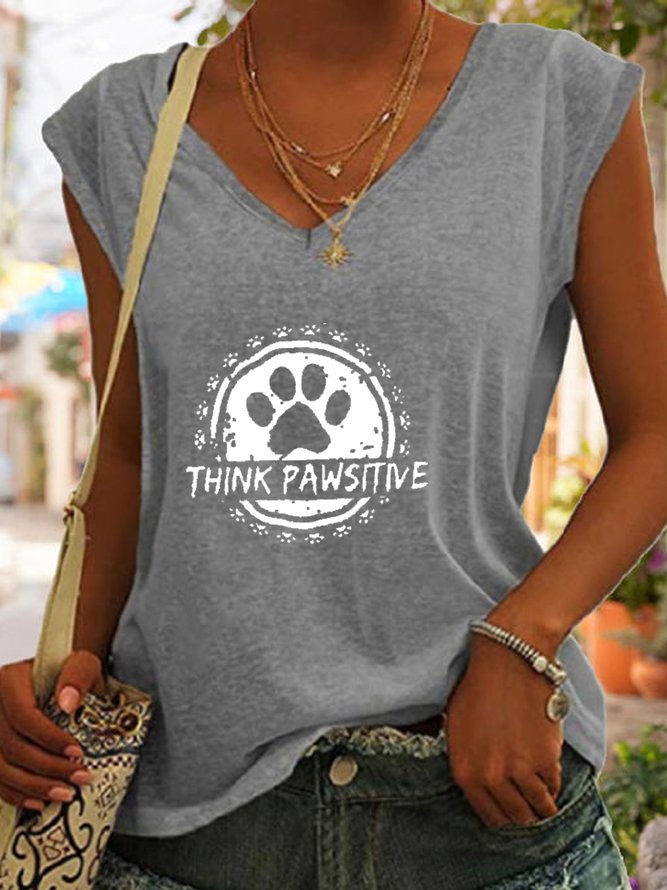 Women's Think Pawsitive Dog Lovers Casual Tank Top