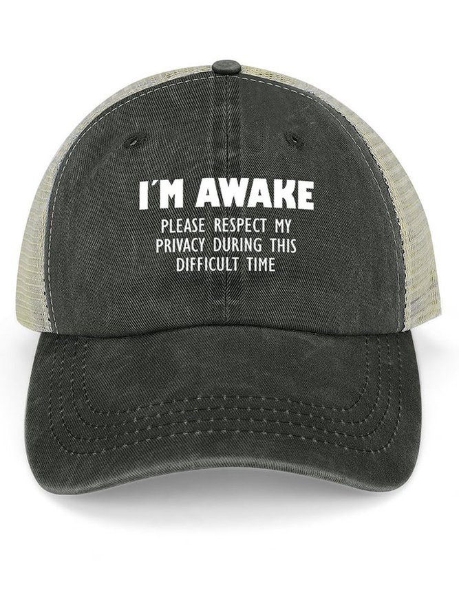 Lilicloth X Hynek Rajtr I'm Awake Please Respect My Privacy During This Difficult Time Men's Washed Mesh-back Baseball Cap