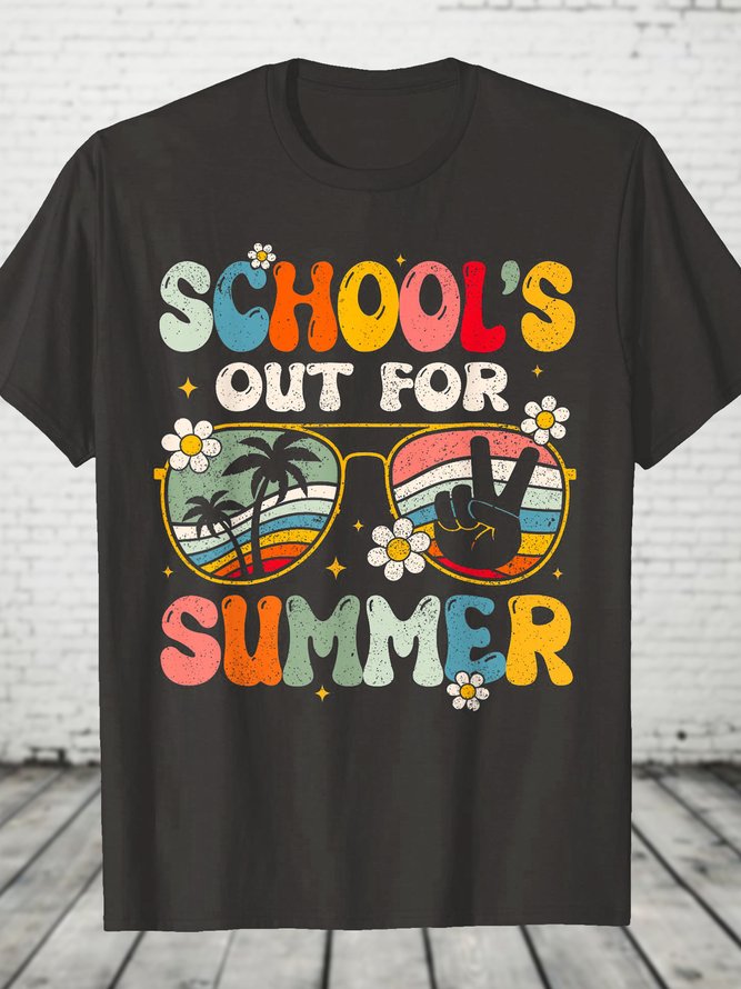 Men's /Women's School'S Out For Summer Funny Graphic Printing Text Letters Cotton Casual Crew Neck T-Shirt