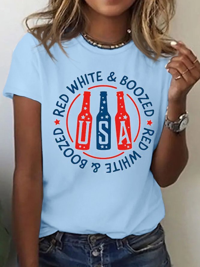 Women's USA Red White & Boozed Casual T-Shirt