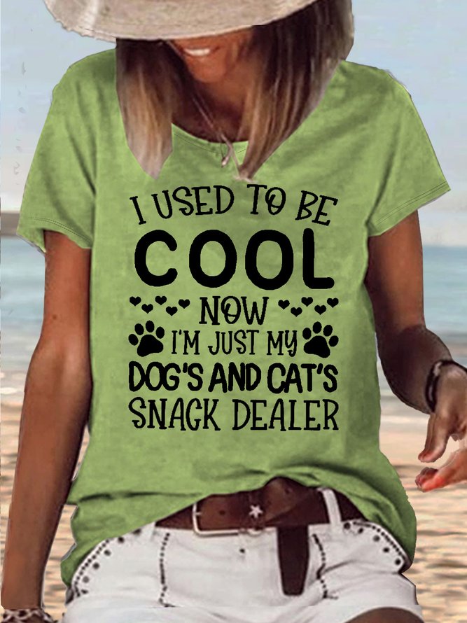 Women's Snack Dealer Dogs n Cats Letters Casual T-Shirt