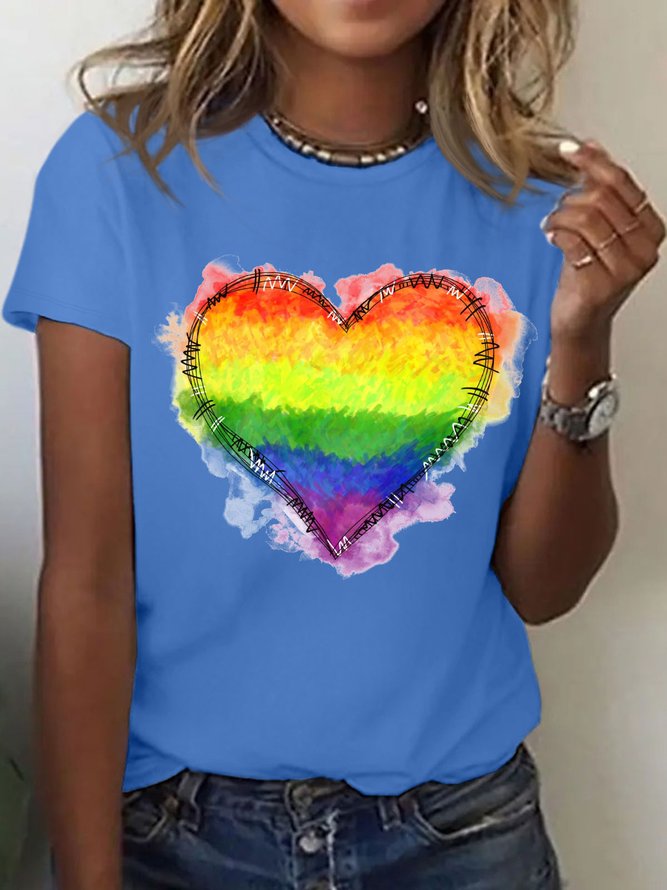 Women's Rainbow Love Lovelgbtq Pride Month Rainbow Funny Graphic Printing Casual Loose Cotton T-Shirt