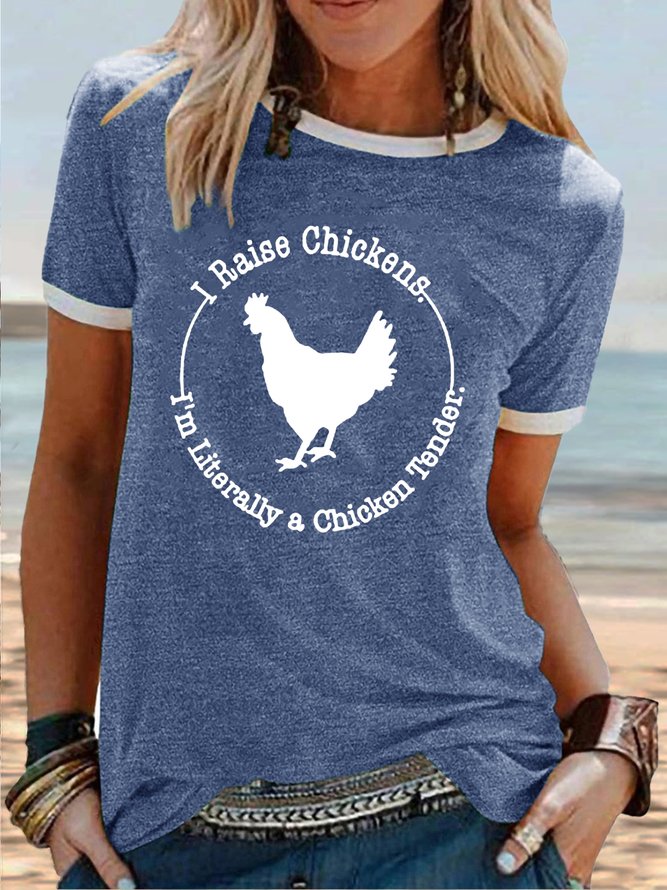 Women's Women's Casual Tee Raise Chickens Graphic Round Neck Casual  T-Shirt