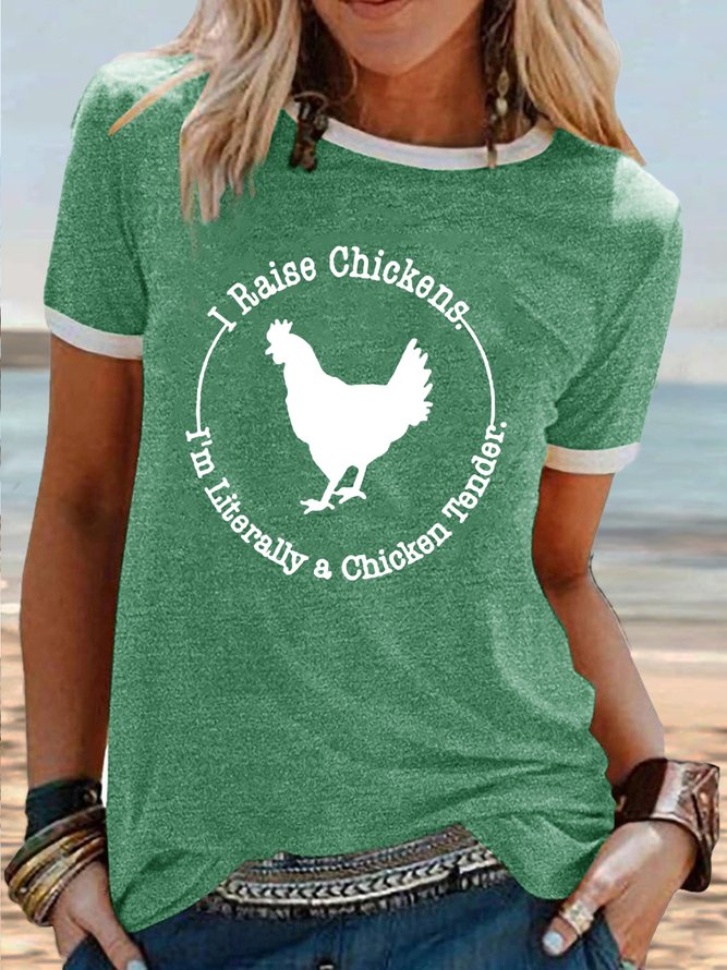 Women's Women's Casual Tee Raise Chickens Graphic Round Neck Casual  T-Shirt