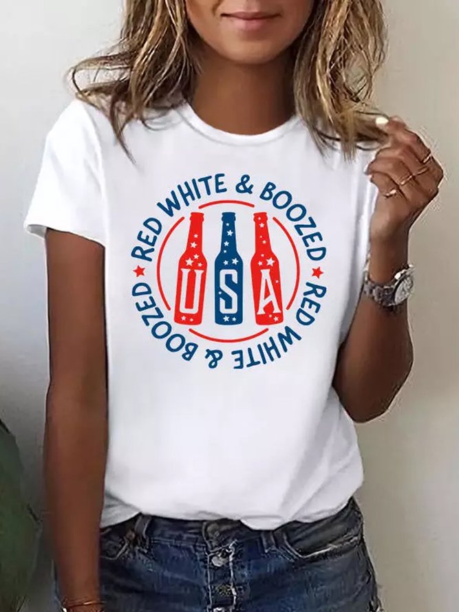 Women's USA Red White & Boozed Casual T-Shirt