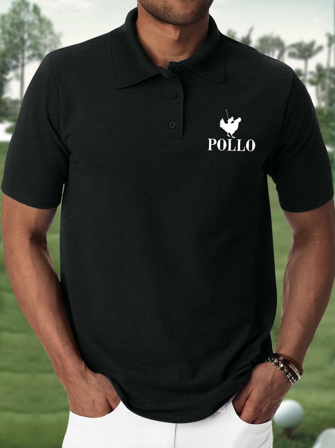 Men's Funny Pollo Chicken Graphic Printing Polo Collar Urban Polo Shirt