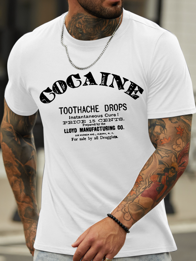 Men's Cocaine Toothache Drops Casual Cotton T-Shirt