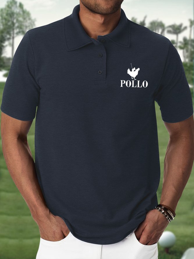 Men's Funny Pollo Chicken Graphic Printing Polo Collar Urban Polo Shirt