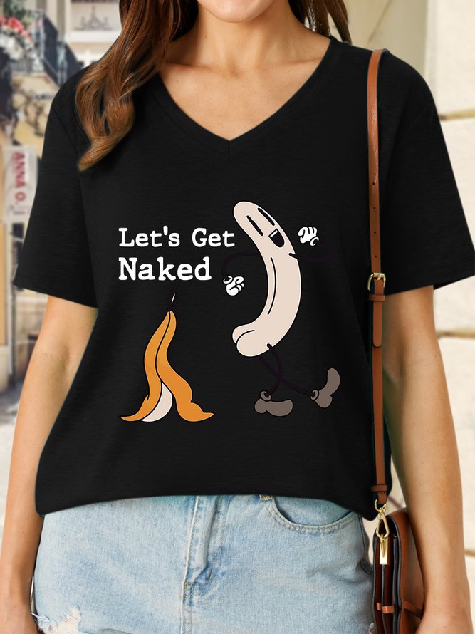 Lilicloth X Manikvskhan Let’s Get Naked Women’s Plant Fruit Funny Casual  Cotton T-Shirt