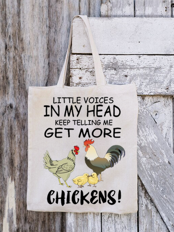 Women's Little Voices In My Head Keep Telling Me Get More Chickens Funny Animal Shopping Tote