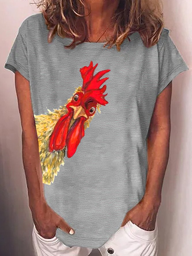Women's roosters funny Print Casual T-Shirt