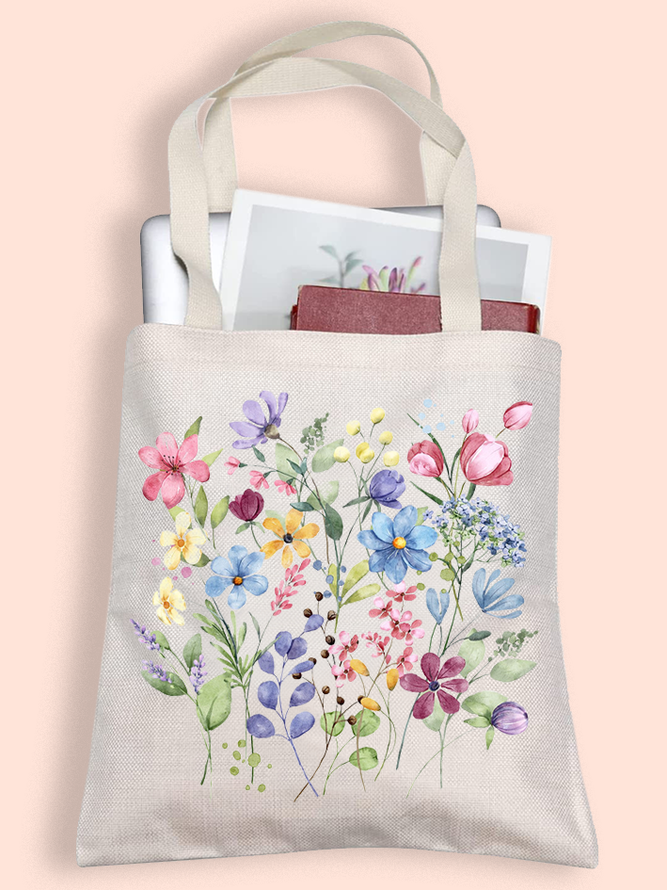 Women's wildflowers Print Shopping Tote