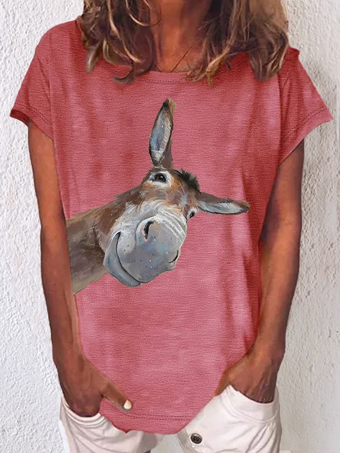 Women's Funny Donkeys Print Casual T-Shirt