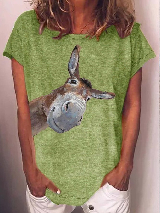 Women's Funny Donkeys Print Casual T-Shirt