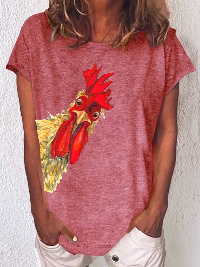 Women's roosters funny Print Casual T-Shirt