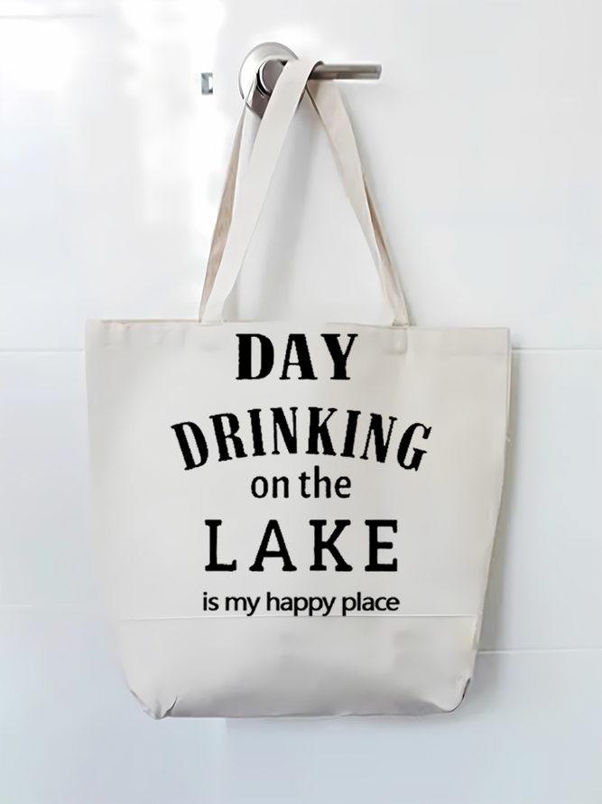 Day Drinking On The Lake Is My Happy Place Shopping Tote
