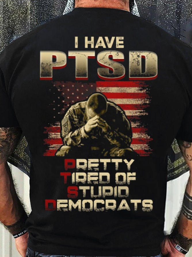 Men's Cotton I have PTSD Casual Letters T-Shirt